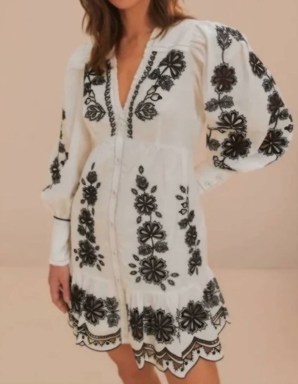 NWT Farm Rio Flower Richelieu White Mini Dress Size Large
